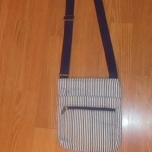 Thirty One Crossbody Blue and White Striped Purse